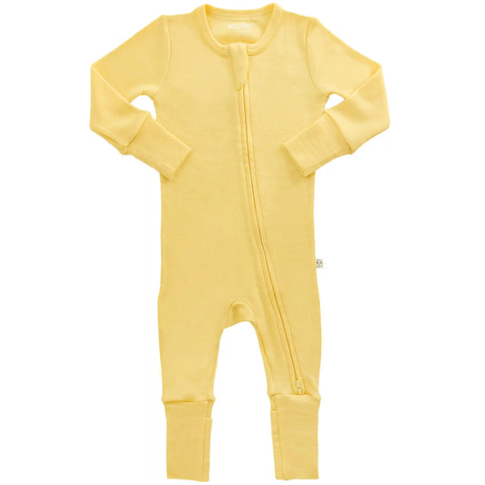 Convertible Baby Romper, Footless Pajamas, Merino Wool, Banana