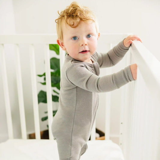 Convertible Baby Romper, Footless Pajamas, Merino Wool, Dove