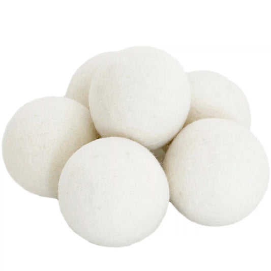 Wool Dryer Balls, 6 Pack XL Size, White