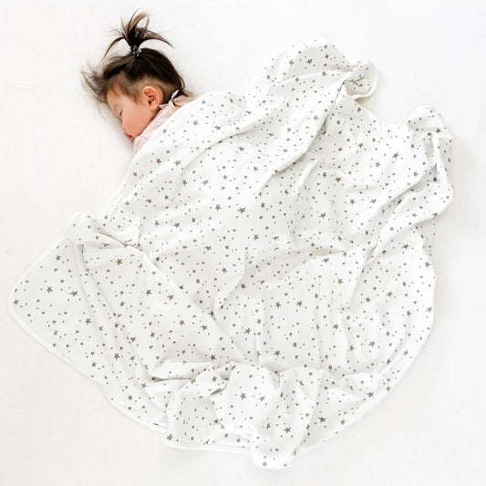 4 Season® Stroller Merino Wool & Organic Cotton Baby Blanket, 40" x 31.5", Star White