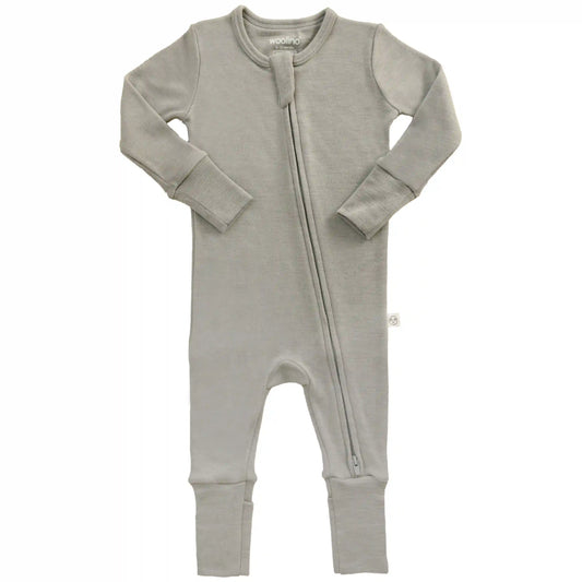 Convertible Baby Romper, Footless Pajamas, Merino Wool, Dove