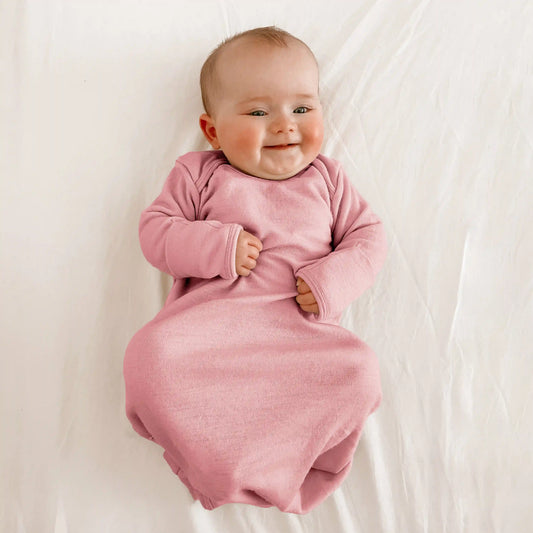 Baby Gown, Merino Wool, 0-6 Months, Blush