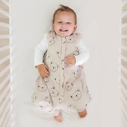 4 Season® Baby Sleep Bag with Feet, Merino Wool & Organic Cotton, Teddy Bear