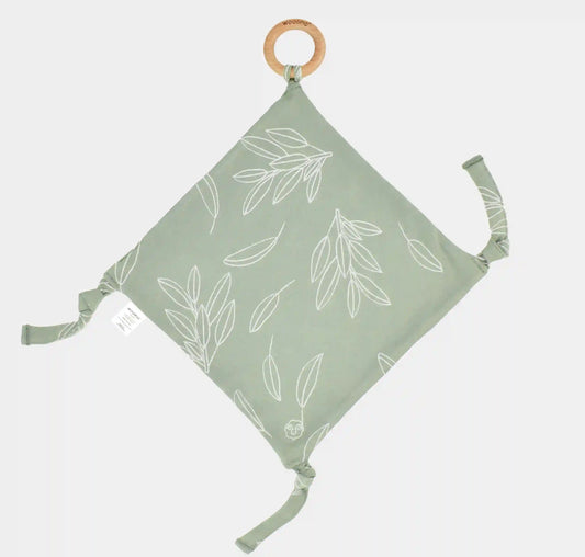 Lovey, Merino Wool and Organic Cotton with Removable Teething Ring, Sage